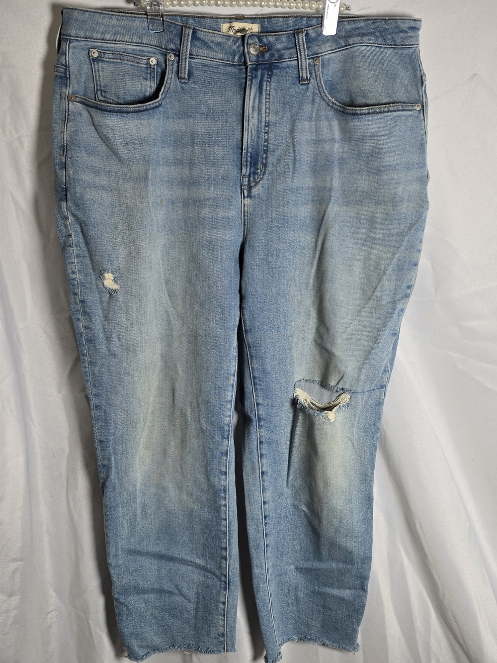 Madewell The Curvy Perfect Vintage Jean Distressed Light Blue Denim, Sz 18 W